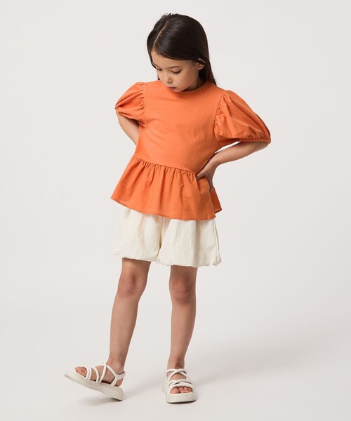 green label relaxing（グリーンレーベルリラクシング）の「【スタメンシリーズ】パフスリーブ Tシャツ / キッズ  100cm-160cm（Tシャツ/カットソー・キッズ・ダークグレー/オレンジ/オフホワイト/ライム・100cm/160cm/130cm/140cm/110cm/120cm/150cm）」の7枚目の写真