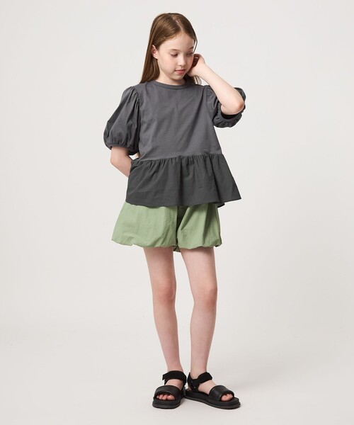 green label relaxing（グリーンレーベルリラクシング）の「【スタメンシリーズ】パフスリーブ Tシャツ / キッズ  100cm-160cm（Tシャツ/カットソー・キッズ・ダークグレー/オレンジ/オフホワイト/ライム・100cm/160cm/130cm/140cm/110cm/120cm/150cm）」の12枚目の写真