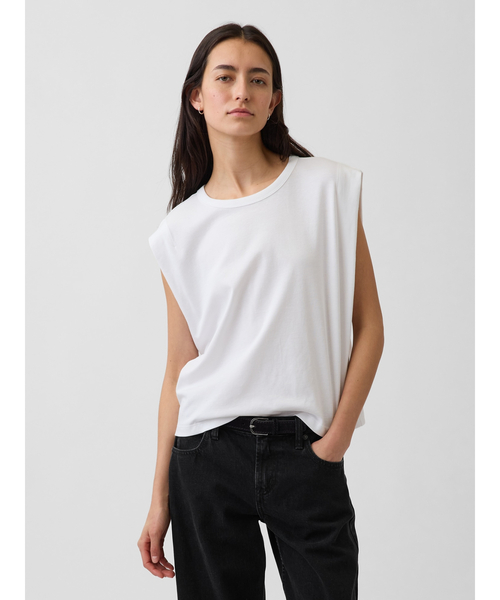 GAP(ギャップ)の「スーピマ(R) コットンマッスル タンクトップ(Tシャツ/カットソー・レディース・ブラック/ホワイト・XXS/M/S/L/XS/XL)」の2枚目の写真