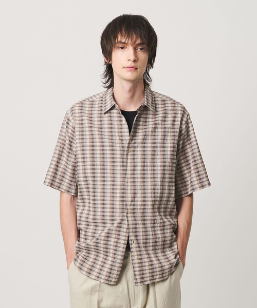 BEAUTY&YOUTH UNITED ARROWS（ビューティーアンドユースユナイテッドアローズ）の「オンブレチェック サッカー レギュラー シャツ GRANDE TAPERD型（シャツ/ブラウス・メンズ・コバルトブルー/モカ・S/XL/M/L）」の5枚目の写真