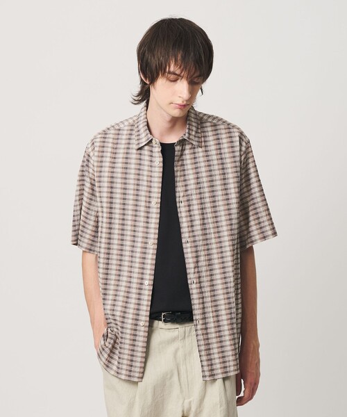 BEAUTY&YOUTH UNITED ARROWS（ビューティーアンドユースユナイテッドアローズ）の「オンブレチェック サッカー レギュラー シャツ GRANDE TAPERD型（シャツ/ブラウス・メンズ・コバルトブルー/モカ・S/XL/M/L）」の6枚目の写真