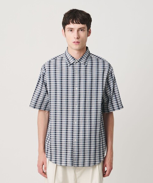 BEAUTY&YOUTH UNITED ARROWS（ビューティーアンドユースユナイテッドアローズ）の「オンブレチェック サッカー レギュラー シャツ GRANDE TAPERD型（シャツ/ブラウス・メンズ・コバルトブルー/モカ・S/XL/M/L）」の8枚目の写真