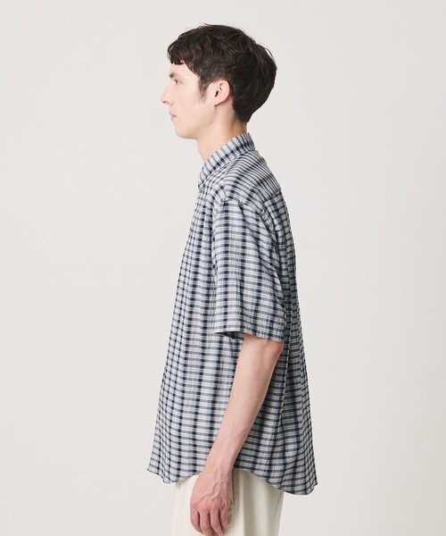BEAUTY&YOUTH UNITED ARROWS（ビューティーアンドユースユナイテッドアローズ）の「オンブレチェック サッカー レギュラー シャツ GRANDE TAPERD型（シャツ/ブラウス・メンズ・コバルトブルー/モカ・S/XL/M/L）」の9枚目の写真