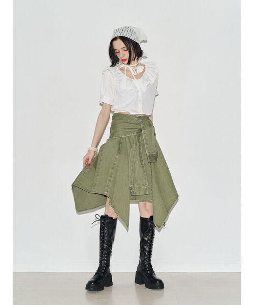 jouetie(ジュエティ)の「アシメヘムデニムミドルスカート(スカート・レディース・ブルー/ブラック/カーキ・SMALL/MEDIUM)」の9枚目の写真