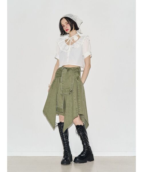 jouetie(ジュエティ)の「アシメヘムデニムミドルスカート(スカート・レディース・ブルー/ブラック/カーキ・SMALL/MEDIUM)」の10枚目の写真