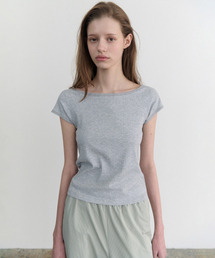 Pebble lace scoop tee (melange gray)