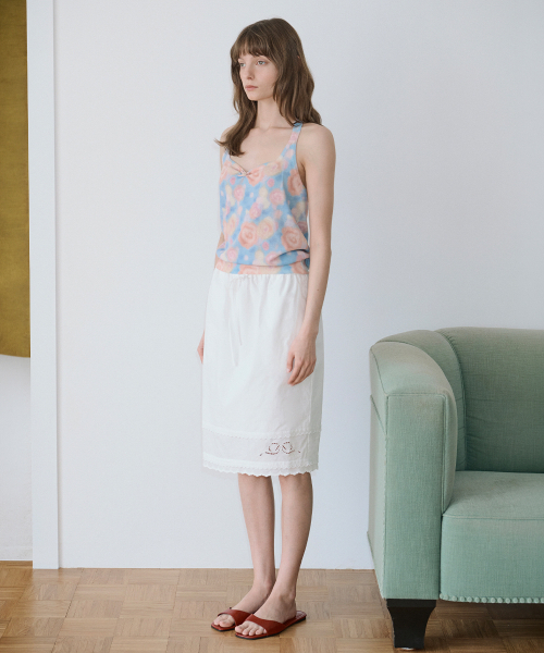 SINOON（シヌーン）の「Eyelet Punching Midi Skirt (White)（スカート・レディース・ホワイト・FREE）」の3枚目の写真