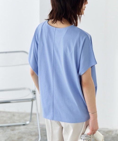Pierrot(ピエロ)の「クルーネックフレンチスリーブドルマンカットソー(Tシャツ/カットソー・レディース・ライトブルー/グレイッシュベージュ/ブラック/オフホワイト/チャコール・LL/L/M)」の8枚目の写真