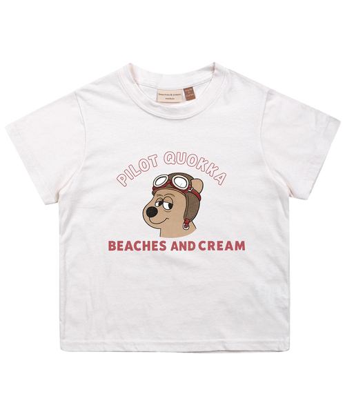 BEACHESAND CREAM KIDS(ビーチスアンドクリームキッズ)の「パイロットクオッカ 半袖Tシャツ-ホワイト(Tシャツ/カットソー・レディース・ホワイト・S(110)/M(120)/L(130))」の1枚目の写真