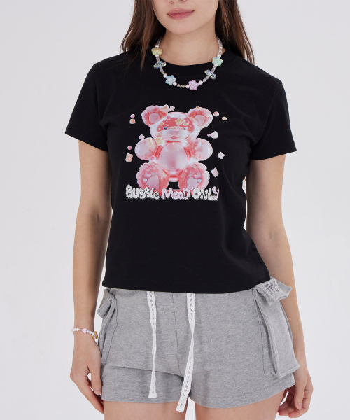 DYSFUNCT(ディスファンクト)の「COTTON CANDY BEAR SEMI CROP T-SHIRT(BLACK/PINK)(Tシャツ/カットソー・レディース・その他・SMALL/MEDIUM)」の3枚目の写真