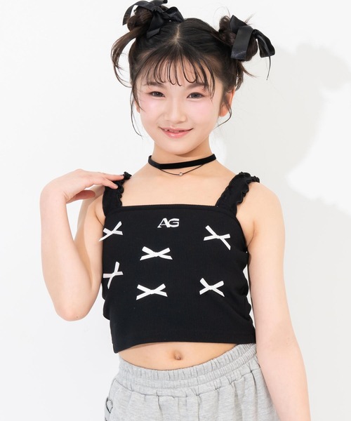 ANAP GｉRL（アナップガール）の「ランダムリボン パッド付キャミソール（キャミソール・キッズ・レッド/ライトグレー/ブラック・XS/S/M）」の2枚目の写真