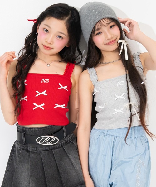 ANAP GｉRL（アナップガール）の「ランダムリボン パッド付キャミソール（キャミソール・キッズ・レッド/ライトグレー/ブラック・XS/S/M）」の5枚目の写真