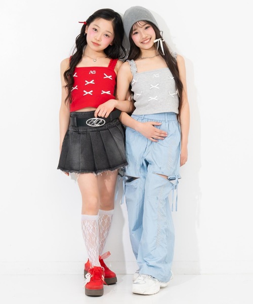 ANAP GｉRL（アナップガール）の「ランダムリボン パッド付キャミソール（キャミソール・キッズ・レッド/ライトグレー/ブラック・XS/S/M）」の6枚目の写真