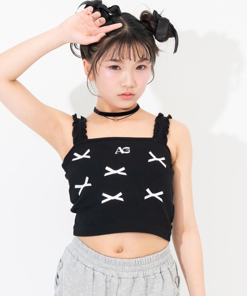 ANAP GｉRL（アナップガール）の「ランダムリボン パッド付キャミソール（キャミソール・キッズ・レッド/ライトグレー/ブラック・XS/S/M）」の8枚目の写真