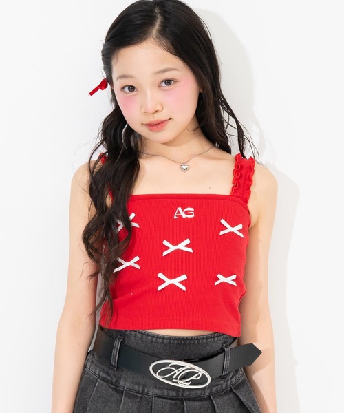 ANAP GｉRL（アナップガール）の「ランダムリボン パッド付キャミソール（キャミソール・キッズ・レッド/ライトグレー/ブラック・XS/S/M）」の11枚目の写真
