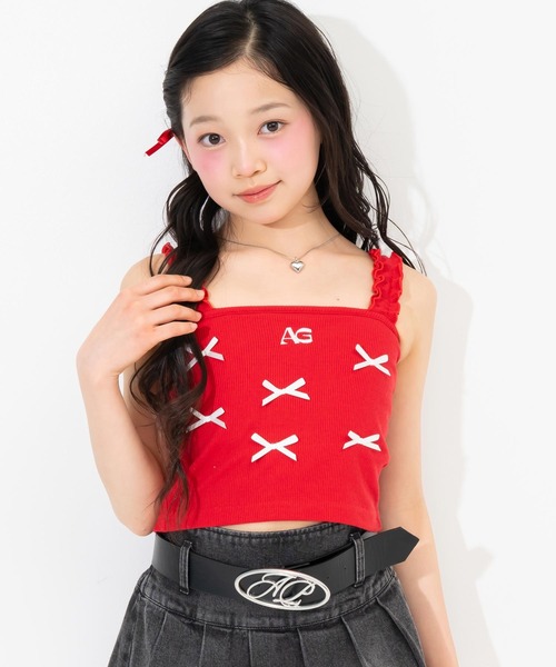 ANAP GｉRL（アナップガール）の「ランダムリボン パッド付キャミソール（キャミソール・キッズ・レッド/ライトグレー/ブラック・XS/S/M）」の12枚目の写真