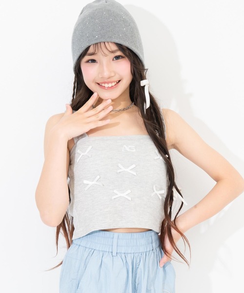ANAP GｉRL（アナップガール）の「ランダムリボン パッド付キャミソール（キャミソール・キッズ・レッド/ライトグレー/ブラック・XS/S/M）」の17枚目の写真