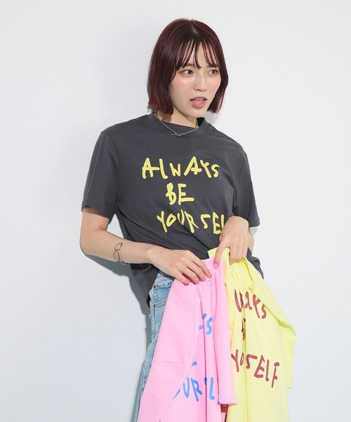 ABYS(アビス)の「【オリジナルタグ付き】配色ロゴプリントTシャツ(Tシャツ/カットソー・レディース・チャコールグレー/ピンク/ライトイエロー・FREE)」の10枚目の写真