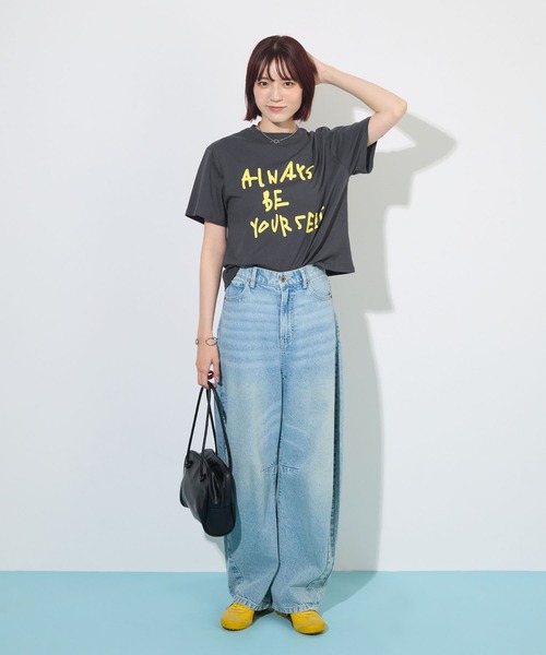 ABYS(アビス)の「【オリジナルタグ付き】配色ロゴプリントTシャツ(Tシャツ/カットソー・レディース・チャコールグレー/ピンク/ライトイエロー・FREE)」の13枚目の写真