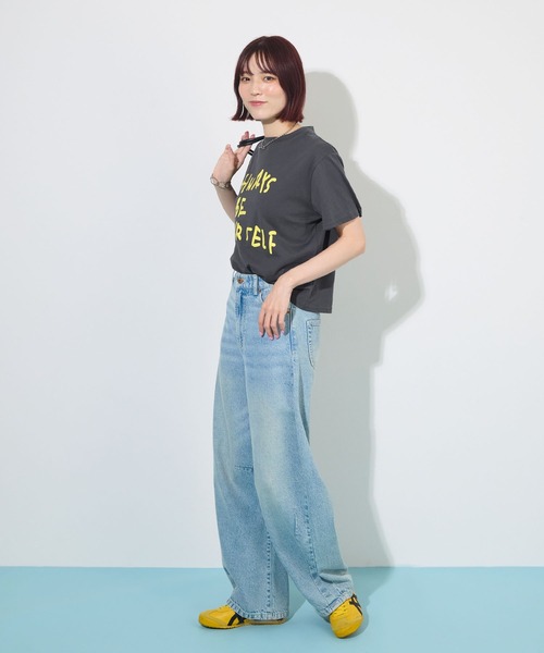 ABYS(アビス)の「【オリジナルタグ付き】配色ロゴプリントTシャツ(Tシャツ/カットソー・レディース・チャコールグレー/ピンク/ライトイエロー・FREE)」の14枚目の写真
