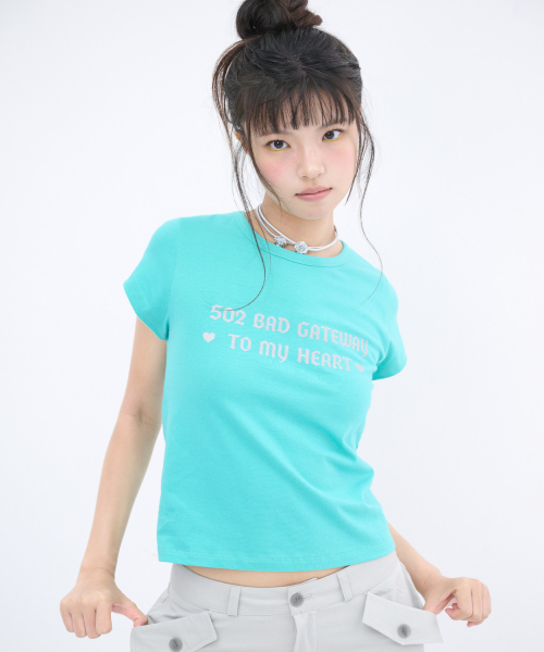ITZAVIBE(イッザバイブ)の「502 GLITTER LETTERING T SHIRT - MINT(Tシャツ/カットソー・レディース・その他・FREE)」の1枚目の写真