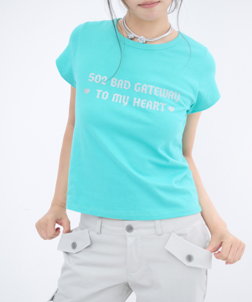 ITZAVIBE(イッザバイブ)の「502 GLITTER LETTERING T SHIRT - MINT(Tシャツ/カットソー・レディース・その他・FREE)」の9枚目の写真