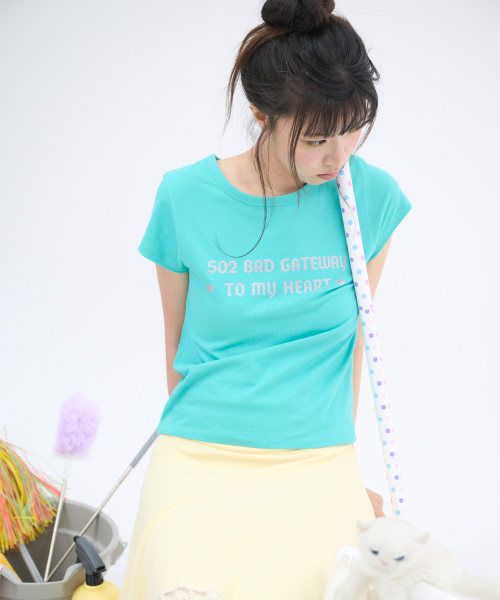 ITZAVIBE(イッザバイブ)の「502 GLITTER LETTERING T SHIRT - MINT(Tシャツ/カットソー・レディース・その他・FREE)」の7枚目の写真