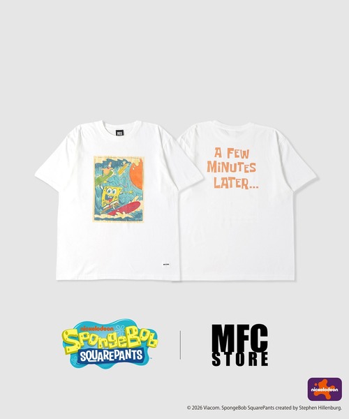 MFC STORE(エムエフシーストア)の「SpongeBob x MFC STORE BIG WAVE SURFING S/S TEE(Tシャツ/カットソー・メンズ・ホワイト・XS/S/M/L/XL/XXL)」の2枚目の写真