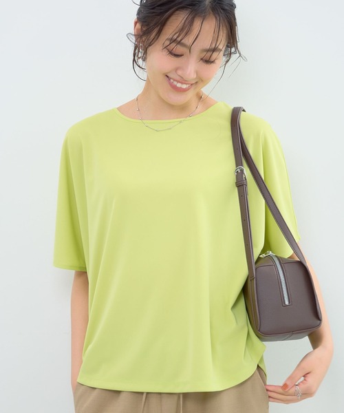 Green Parks(グリーンパークス)の「【優秀ブラウス】【吸水速乾・抗菌防臭・毛玉防止】マルチ機能バックデザインブラウス(Tシャツ/カットソー・レディース・グリーン系その他3/グレイッシュベージュ/ストライプ/ブラック/ドット・FREE)」の6枚目の写真