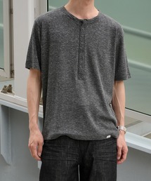 Henley Neck Rib Knit Tops/ヘンリーネックリブニットトップス