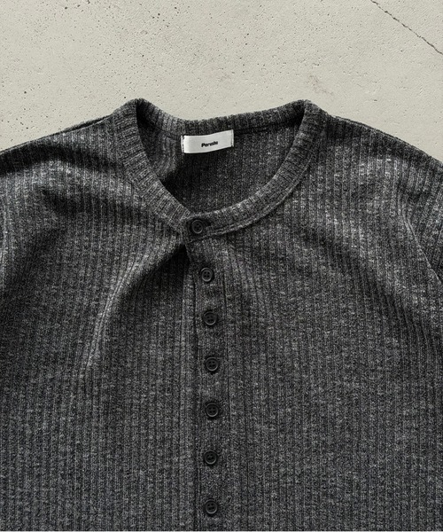 Perushu(ペルーシュ)の「Henley Neck Rib Knit Tops/ヘンリーネックリブニットトップス(Tシャツ/カットソー・メンズ・チャコールグレー/ダークグリーン/ネイビー/ベージュ・MEDIUM/LARGE)」の22枚目の写真