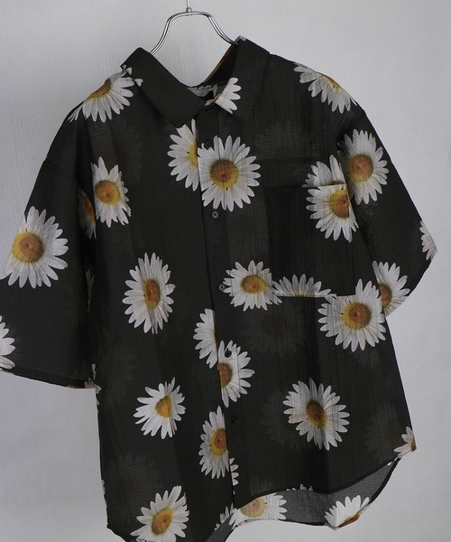 WESTSEA(ウエストシー)の「楊柳風 シアサッカー 花柄・総柄 半袖シャツ / リラックスシルエット レギュラーカラー(シャツ/ブラウス・メンズ・ブラック系その他/チャコール/ブラック/ホワイト/ブラック系その他2・M/L)」の4枚目の写真