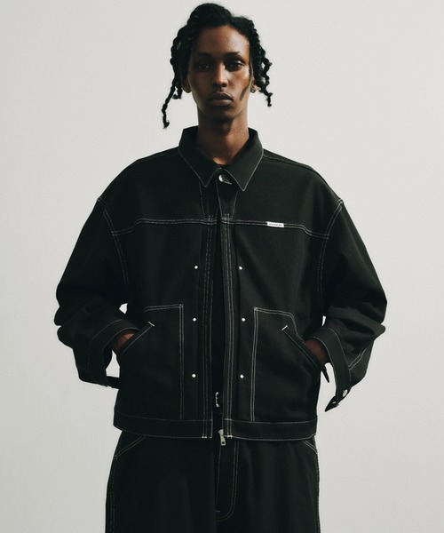 COOTIE PRODUCTIONS（クーティープロダクションズ）の「Cotton Serge Trucker Jacket（その他アウター・メンズ・ブラック/ブラック×ホワイト・MEDIUM/SMALL/LARGE/X-LARGE）」の4枚目の写真