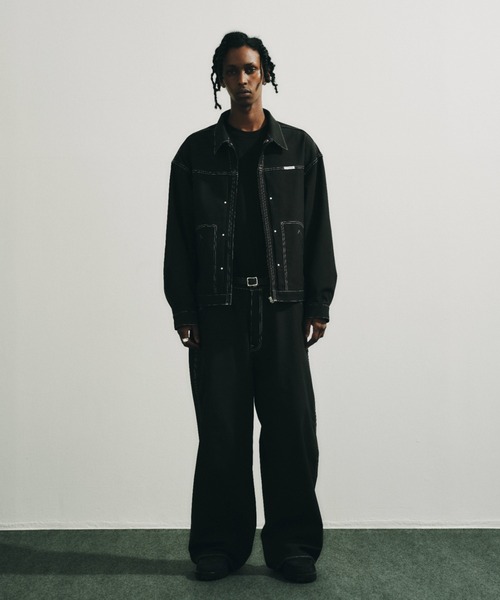 COOTIE PRODUCTIONS（クーティープロダクションズ）の「Cotton Serge Trucker Jacket（その他アウター・メンズ・ブラック/ブラック×ホワイト・MEDIUM/SMALL/LARGE/X-LARGE）」の3枚目の写真