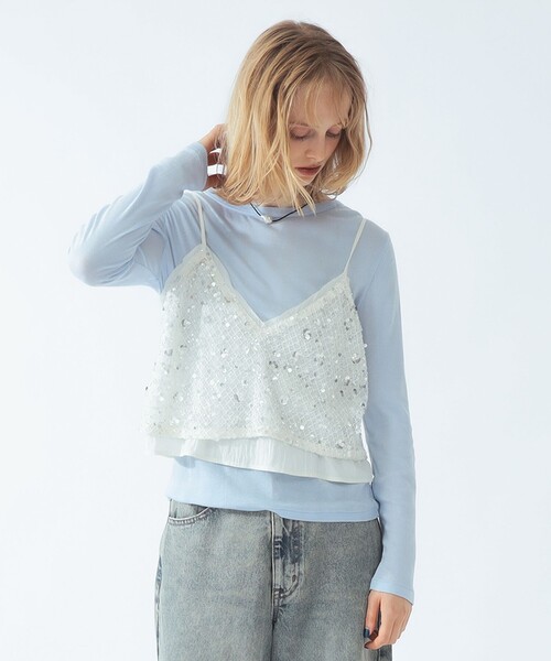 Ray BEAMS(レイビームス)の「スパンコール ビスチェ(シャツ/ブラウス・レディース・ホワイト/シルバー・ONE SIZE)」の6枚目の写真