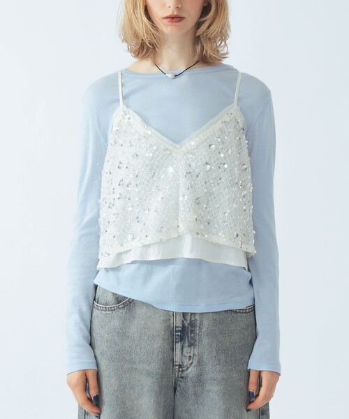 Ray BEAMS(レイビームス)の「スパンコール ビスチェ(シャツ/ブラウス・レディース・ホワイト/シルバー・ONE SIZE)」の7枚目の写真