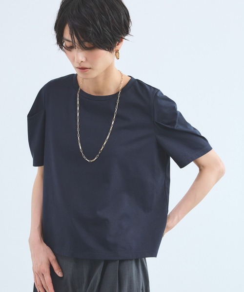 BARNYARDSTORM(バンヤードストーム)の「BARNYARDSTORM / 袖タックプルオーバー / 接触冷感 / 吸水速乾【Oggiコラボ】(Tシャツ/カットソー・レディース・ネイビー/ホワイト/ライトグレー・S/M)」の3枚目の写真