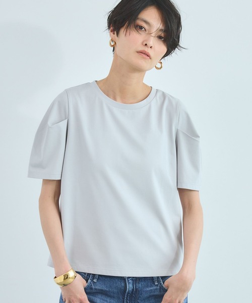 BARNYARDSTORM(バンヤードストーム)の「BARNYARDSTORM / 袖タックプルオーバー / 接触冷感 / 吸水速乾【Oggiコラボ】(Tシャツ/カットソー・レディース・ネイビー/ホワイト/ライトグレー・S/M)」の2枚目の写真