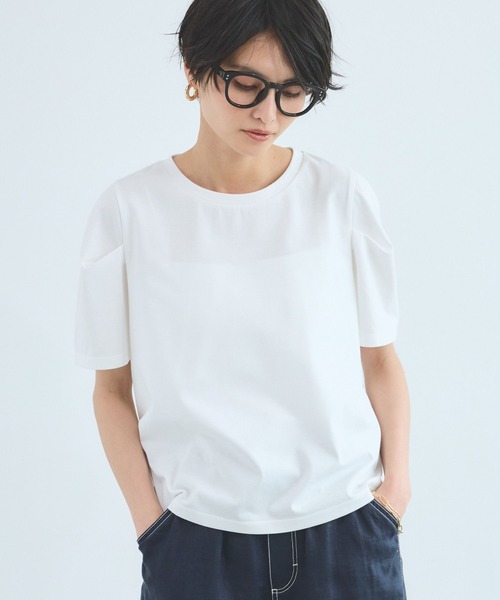 BARNYARDSTORM(バンヤードストーム)の「BARNYARDSTORM / 袖タックプルオーバー / 接触冷感 / 吸水速乾【Oggiコラボ】(Tシャツ/カットソー・レディース・ネイビー/ホワイト/ライトグレー・S/M)」の4枚目の写真