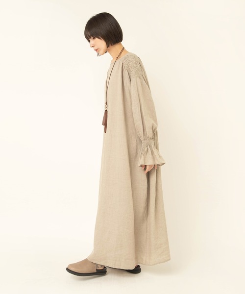 RNA-N(アールエヌエーエヌ)の「D1694 フレンチリネンシャーリングデザインワンピース(ワンピース・レディース・キナリ/ダークブラウン/ブラック・FREE)」の13枚目の写真