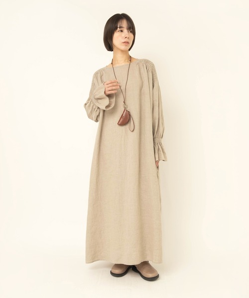 RNA-N(アールエヌエーエヌ)の「D1694 フレンチリネンシャーリングデザインワンピース(ワンピース・レディース・キナリ/ダークブラウン/ブラック・FREE)」の12枚目の写真