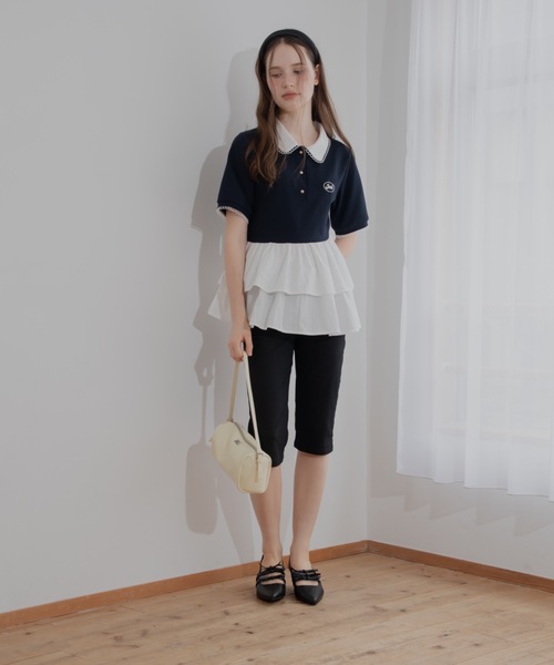 JUMELLE(ジュメロ)の「ペプラムポロトップ(Tシャツ/カットソー・レディース・ネイビー・FREE)」の12枚目の写真