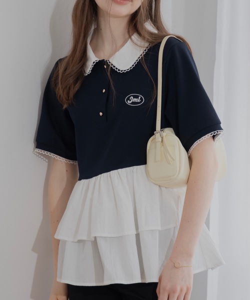 JUMELLE(ジュメロ)の「ペプラムポロトップ(Tシャツ/カットソー・レディース・ネイビー・FREE)」の16枚目の写真