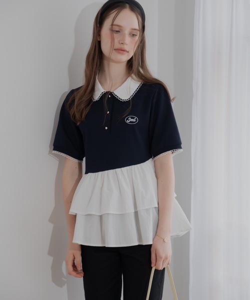 JUMELLE(ジュメロ)の「ペプラムポロトップ(Tシャツ/カットソー・レディース・ネイビー・FREE)」の10枚目の写真