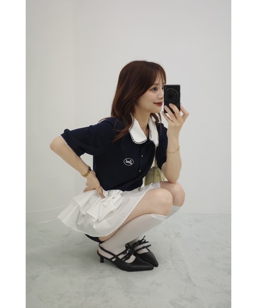 JUMELLE(ジュメロ)の「ペプラムポロトップ(Tシャツ/カットソー・レディース・ネイビー・FREE)」の2枚目の写真