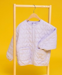 branshes（ブランシェス）の「【マシンウォッシャブル】ハート柄キルティングジャケット（ノーカラージャケット）」