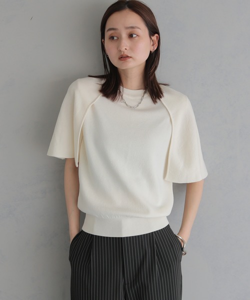&g'aime(アンジェム)の「【&g'aime 】ケープニット Cape Knit Top(ニット/セーター・レディース・レッド/オフホワイト/ブラック/ブラウン・FREE)」の7枚目の写真