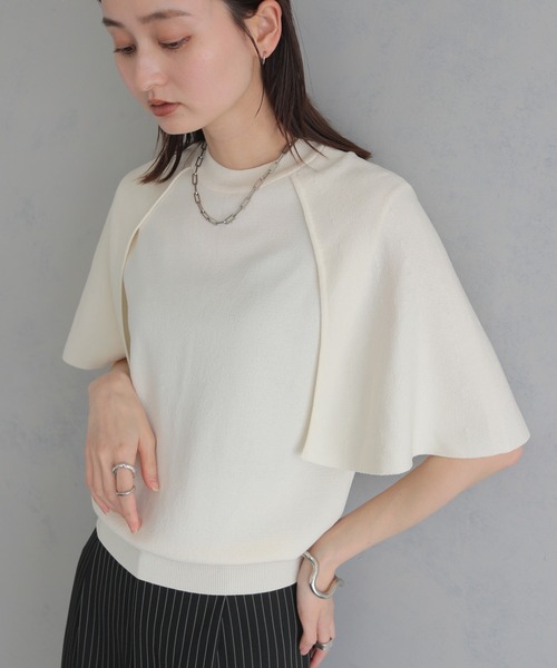 &g'aime(アンジェム)の「【&g'aime 】ケープニット Cape Knit Top(ニット/セーター・レディース・レッド/オフホワイト/ブラック/ブラウン・FREE)」の8枚目の写真
