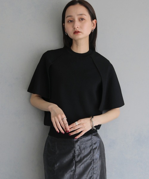 &g'aime(アンジェム)の「【&g'aime 】ケープニット Cape Knit Top(ニット/セーター・レディース・レッド/オフホワイト/ブラック/ブラウン・FREE)」の16枚目の写真