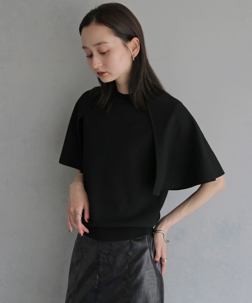 &g'aime(アンジェム)の「【&g'aime 】ケープニット Cape Knit Top(ニット/セーター・レディース・レッド/オフホワイト/ブラック/ブラウン・FREE)」の19枚目の写真